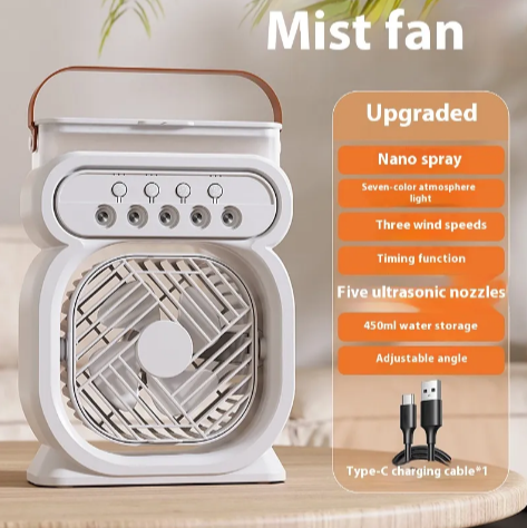 3-in-1 Portable AC Fan with LED & Humidifier