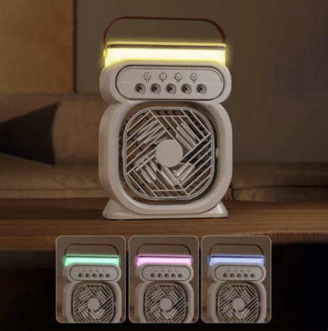 3-in-1 Portable AC Fan with LED & Humidifier
