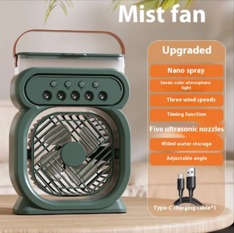 3-in-1 Portable AC Fan with LED & Humidifier