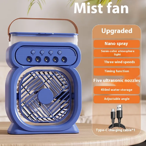 3-in-1 Portable AC Fan with LED & Humidifier