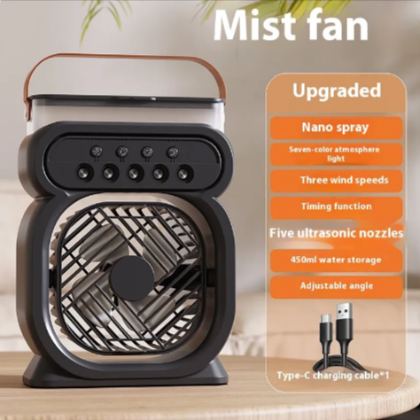 3-in-1 Portable AC Fan with LED & Humidifier